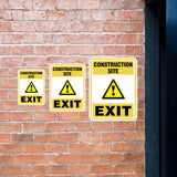 Portrait Round Plus Construction Site Exit Wall or Door Sign | Health And Safety Signage