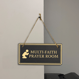 Multi-Faith Prayer Room 5x10 Hanging Plus Wall or Door Sign | Rustic Twine | Workplace Religion Signage