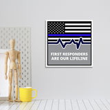 Square Plus First Responders Are Our Lifeline Wall or Door Sign | USA Flag | Police First Responders Appreciation Signage