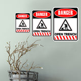 Portrait Round Plus Danger Open Trench Wall or Door Sign | Health And Safety Signage