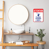 Portrait Round Plus Attention Please Shower Before Entering Pool Wall or Door Sign | Indoor Gym Signage