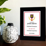 Pickleball Competition Customizable Black Frame Award Plaque | Easel Mount Option | Achievement and Recognition Personalizable Plaques