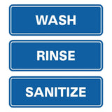All Quality Standard WASH RINSE SANITIZE Set of 3 Bay Sink Signs - Restaurant & Commercial Kitchen Sink Signs - Easy to Install