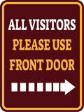 Portrait Round Plus All Visitors Please Use Front Door Wall or Door Sign | Health And Safety Office Signage