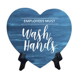 Signs ByLITA Heart Employees Must Wash Hands Wood Color, Table Sign [6 x 5