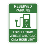 Portrait Round Plus Reserved Parking For Electric Vehicle Charging Only Hour Limit Door or Wall Sign | Electric Vehicle Charging Station | Parking