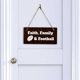 Faith, Family & Football 5x10 Hanging Plus Wall or Door Sign | Funny Home Decor