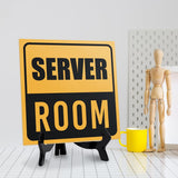 Server Room 5"x 5" Square Table Sign With Acrylic Easel | Office Décor