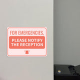 Classic Framed Plus For Emergencies, Please Notify the Reception Door or Wall Sign | Medical Facility Greeting & Reception