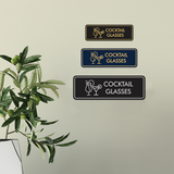 Signs ByLITA Standard Cocktail Glasses Door or Wall Sign Easy Installation | Durable Construction | Kitchen Essentials | Hygiene | AirBnB Signs