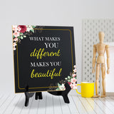 What Makes You Different Makes You Beautiful 5"x 5" Square Table Sign With Acrylic Easel | Religious Home Decor