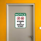 Portrait Round Plus Notice No Running Or Rough Play Allowed Wall or Door Sign | Indoor Gym & Pool Signage