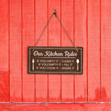Our Kitchen Rules If You Dirty it- Clean it If You Empty it - Fill it If You Cook it - Share it 5x 10 Hanging Wall or Door Sign | Warm Welcoming Signage For Homes