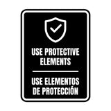 Signs ByLITA Portrait Round Use Protective Elements Door or Wall Sign | Spanish Bilingual Warehouse Health and Safety Signs