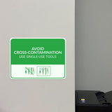 Classic Framed Plus Avoid Cross-Contamination – Use Single-Use Tools Door or Wall Sign | Hygiene and Safety Signage