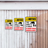 Portrait Round Plus Notice This Barn Is Under 24 Hour Video Surveillance Wall or Door Sign | Farm/Barn Warning Signage