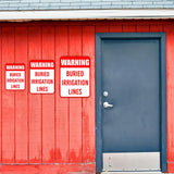 Portrait Round Plus Warning Buried Irrigation Lines Wall or Door Sign | Farm/Barn Warning Signage