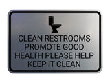 Signs ByLITA Classic Framed Clean Restrooms Promote Good Health Please Help Keep It Clean Wall or Door Sign