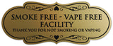 Signs ByLITA Designer Smoke Free Vape Free Facility Sign - Easy Installation | Durable Wall or Door Sign