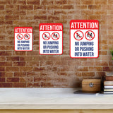 Portrait Round Plus Attention No Jumping Or Pushing Into Water Wall or Door Sign | Indoor Gym & Pool Signage