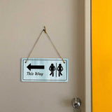 Restroom This Way (Directional) Signs | Rustic Light Blue Wood 5 x 10" Hanging Signs