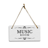 Music Room 5x10 Hanging Plus Wall or Door Sign | Rustic Twine | Range of Vibrant Decor Styles | Room Signs For Home and Business
