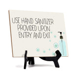 Signs ByLITA Use Hand Sanitizer Provided Upon Entry & Exit, Hygiene Table Sign, 6" x 8"