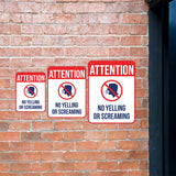 Portrait Round Plus Attention No Yelling Or Screaming Wall or Door Sign | Indoor Gym & Pool Signage