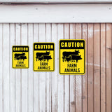 Portrait Round Plus Caution Farm Animals Wall or Door Sign | Farm/Barn Warning Signage