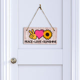 Peace Love Sunshine 5" x 10" Hanging Wall or Door Sign | Funny & Positive Home Decor