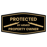 Signs ByLITA Fancy Protected by Armed Property Owner (Military Knife) Door or Wall Sign | Home Security Warning Sign