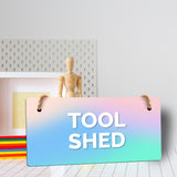 Tool Shed 5x10 Hanging Plus Wall or Door Sign | Rustic Twine | Range of Vibrant Decor Styles | Room Signs For Home and Business
