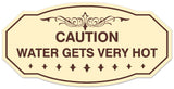 Signs ByLITA Victorian Caution Water Gets Very Hot Wall or Door Sign - Laser-Engraved Lettering | Durable ABS Plastic | Vibrant Colors | Powerful Foam Tape