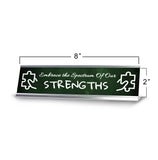 Embrace the Spectrum Of Our Strengths Silver Frame Desk Sign (2x8") | Classroom Special Needs Support