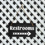 Restrooms Right Arrow 5x10 Hanging Plus Wall or Door Sign | Bathroom Decor