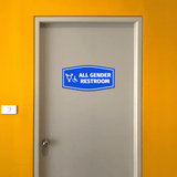 Fancy Plus All Gender Restroom Wall or Door Sign Easy Installation | Business & Public Bathroom Signs