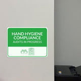 Classic Framed Plus Hand Hygiene Compliance Audits in Progress Door or Wall Sign | Hygiene and Safety Signage