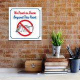 Square Plus No Food or Drink Beyond This Point Door or Wall Sign | Workplace Cleaning Signage