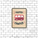 Portrait Round Plus Happy Camper Door or Wall Sign | Camping RV Decoration