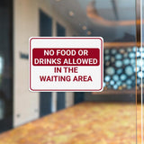 Classic Framed Plus No Food or Drinks Allowed in the Waiting Area Door or Wall Sign | Medical Facility Greeting & Reception