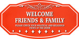 Victorian Plus Welcome Friends & Family Please Check Your Political And Religious Views At The Door Wall or Door Sign | American Elections Man Cave Decoration