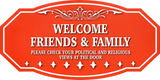 Victorian Plus Welcome Friends & Family Please Check Your Political And Religious Views At The Door Wall or Door Sign | American Elections Man Cave Decoration
