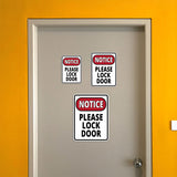 Portrait Round Plus Notice Please Lock Door Wall or Door Sign | Health And Safety Office Signage