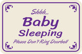 Classic Framed Plus Shhh... Baby Sleeping Please Don't Ring Doorbell Wall or Door Sign | Home Signage