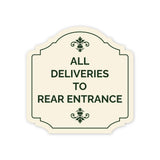 Heritage Plus All Deliveries to Rear Entrance — Wall or Door Sign | Delivery & loading - Sign