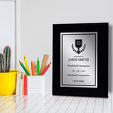 Pickleball Competition Customizable Black Frame Award Plaque | Easel Mount Option | Achievement and Recognition Personalizable Plaques