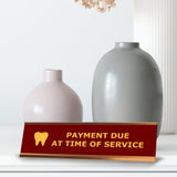 Signs ByLITA Payment Due at Time of Service Dental Desk Sign (2x8")