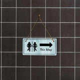 Restroom This Way (Directional) Signs | Rustic Light Blue Wood 5 x 10" Hanging Signs