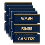 All Quality Standard WASH RINSE SANITIZE Set of 3 Bay Sink Signs - Restaurant & Commercial Kitchen Sink Signs - Easy to Install