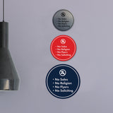 Circle No Sales, No Religion, No Flyers, No Soliciting Wall or Door Sign